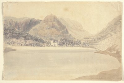 Grassmere Lake a kostel (akvarel přes tužku na papíře) od Joseph Mallord William (attr.to) Turner