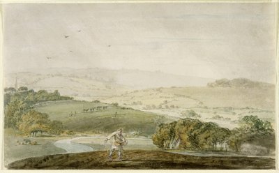 Farmer Sewing, with the River Valley and Rolling Hills Beyond, c.1795 od Joseph Mallord William Turner
