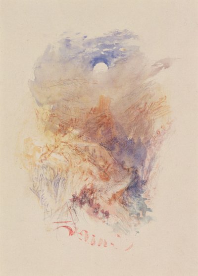 A Mountain Pass in Moonlight, cca 1845 (akvarel na papíře) od Joseph Mallord William Turner