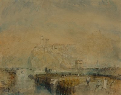 Bellinzona č. 11, Švýcarsko, cca 1843 (akvarel, pero a inkoust a tělová barva přes stopy tužky na papíře) od Joseph Mallord William Turner
