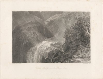 Řetězový most přes řeku Tees, 1838 (lept a rytina) od Joseph Mallord William Turner