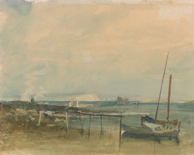 Pobřežní scéna s bílými útesy a čluny na pobřeží od Joseph Mallord William Turner