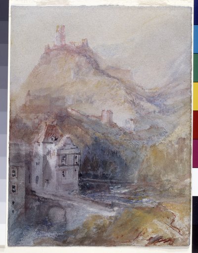 Cochem On The Mosel (akvarel a kvaš na modrém papíře) od Joseph Mallord William Turner