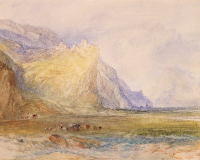 Domleschgin laakso, katsoen kaakkoon, kohti Schloss Ortensteinia, n. 1853 (akvarelli paperille) od Joseph Mallord William Turner