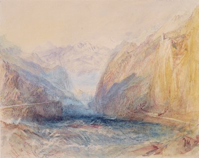 Údolí Domleschg, poblíž Rothenbrunnen, při pohledu na Rhazuns od Joseph Mallord William Turner