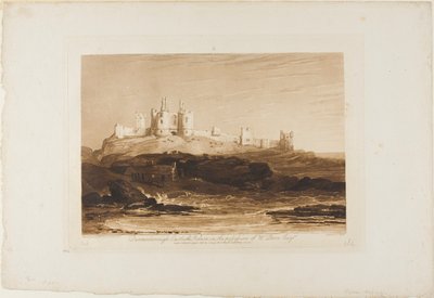 Hrad Dunstanborough, deska 14 z Liber Studiorum od Joseph Mallord William Turner
