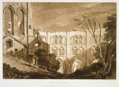 F.51.I Opatství Rivaulx, z "Liber Studiorum", vyryl Henry Dawe, 1812 od Joseph Mallord William Turner