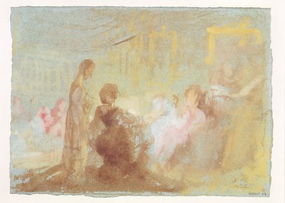Interiér Petworth House s lidmi v rozhovoru, 1830 (kvaš) od Joseph Mallord William Turner