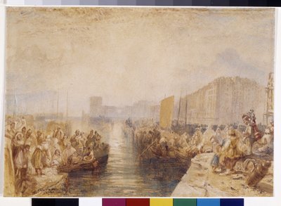 Le Havre: Západ slunce (akvarel zesílený perem a červeným inkoustem na bílém papíře) od Joseph Mallord William Turner