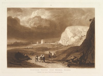 Martello Towers poblíž Bexhill, Sussex Liber Studiorum, část VII, deska 34, červen 1811. od Joseph Mallord William Turner