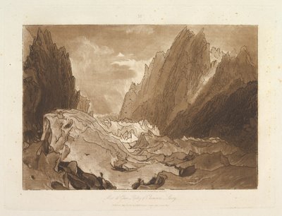Manžel z Glace, Valley of Chamouni-Savoy Liber Studiorum, část X, deska 50, 23. května 1812. od Joseph Mallord William Turner
