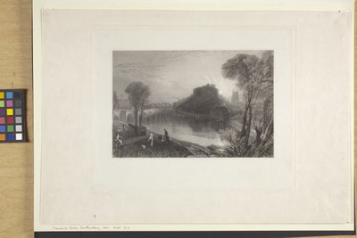 Hrad Tamworth, Staffordshire (leptání a rytí na indický papír, chine collé) od Joseph Mallord William Turner