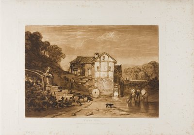 Vodní mlýn, deska 37 od Liber Studiorum od Joseph Mallord William Turner