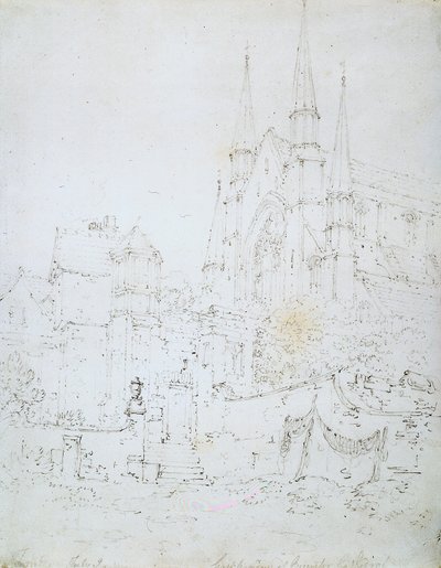 West Window, Worcesterská katedrála (tužka na bílém papíře) od Joseph Mallord William Turner