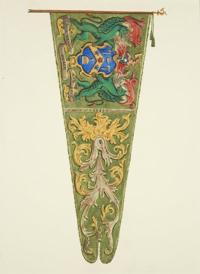 Banner of the Plaisterers [Plasterers] s nápisem „Bůh dej mír a lásku“ od Joseph Manning