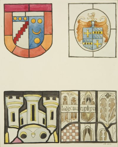 Vitráže v okně kaple tkalců v chrámovém kostele (akvarel na papíře) od Joseph Manning