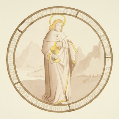 Vitráže v okně soukromé kaple Biskupského paláce: St John (akvarel na papíře) od Joseph Manning