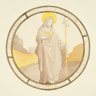 Vitráže v okně soukromé kaple biskupského paláce: St Matthew (akvarel na papíře) od Joseph Manning