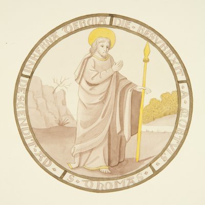 Vitráže v okně soukromé kaple biskupského paláce: St Thomas (akvarel na papíře) od Joseph Manning