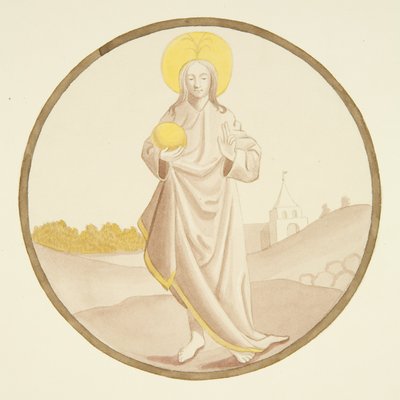 Vitráže v okně soukromé kaple Biskupského paláce: Spasitel (kresba, akvarel) od Joseph Manning
