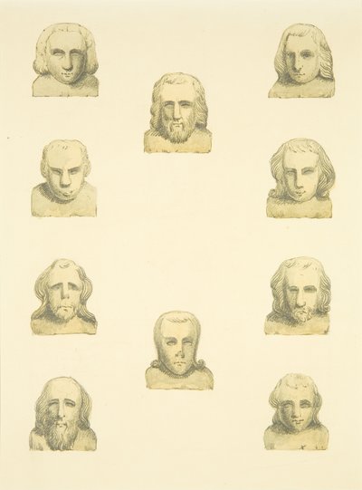 Deset hlav ve vlysu kolem severní verandy St Mary Redcliffe (akvarel na papíře) od Joseph Manning