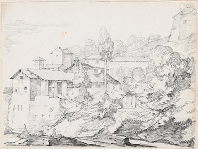 Italské budovy na svahu od Joseph Marie Vien