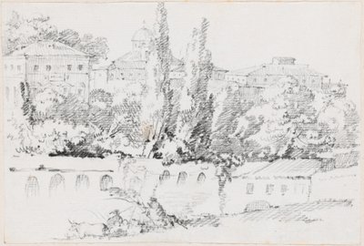 Římské hradby s Santa Maria del Popolo v dálce od Joseph Marie Vien