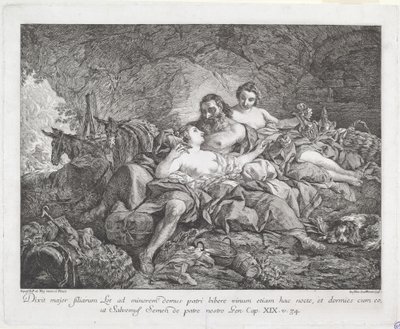 Lot a jeho dcery od Joseph Marie Vien after Jean François de Troy