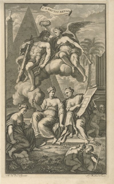 Herkules korunovaný Viktorií Titulní strana pro: Cornelis de Bruyn, Cesty Cornelis de Bruyn, přes nejznámější části Malé Asie, 1698 od Joseph Mulder