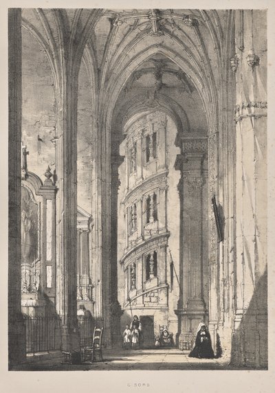 Architektura středověku: kostel sv. Gisors, interiér od Joseph Nash