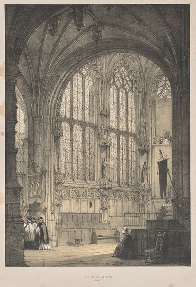 Architektura středověku: V St. Jacques, Dieppe, East End, interiér od Joseph Nash