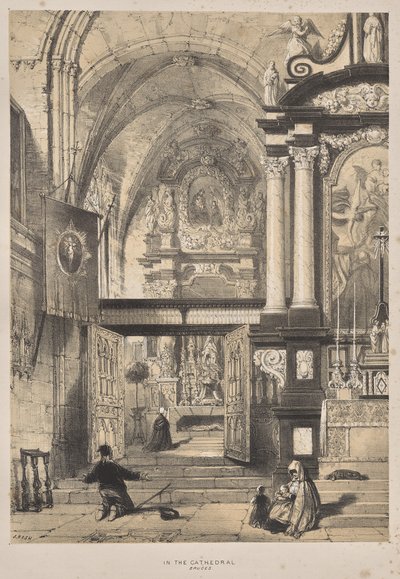 Architektura středověku: V katedrále, Bruggy od Joseph Nash