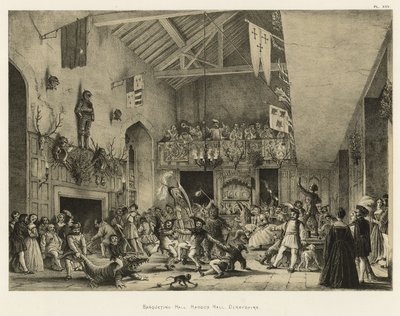 Banketní sál, Haddon Hall, Derbyshire od Joseph Nash