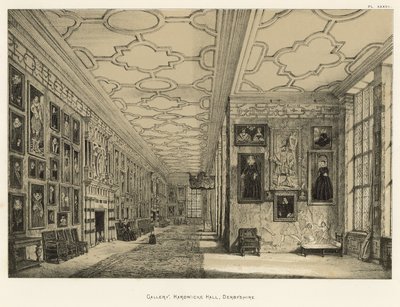 Galerie, Hardwicke Hall, Derbyshire od Joseph Nash