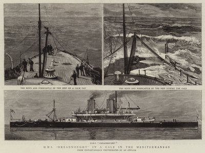 H M S Dreadnought ve vichřici ve Středozemním moři od Joseph Nash