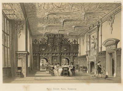 Hall, Crewe Hall, Cheshire od Joseph Nash