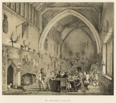 Hall, Moat House, Ightham, Kent od Joseph Nash