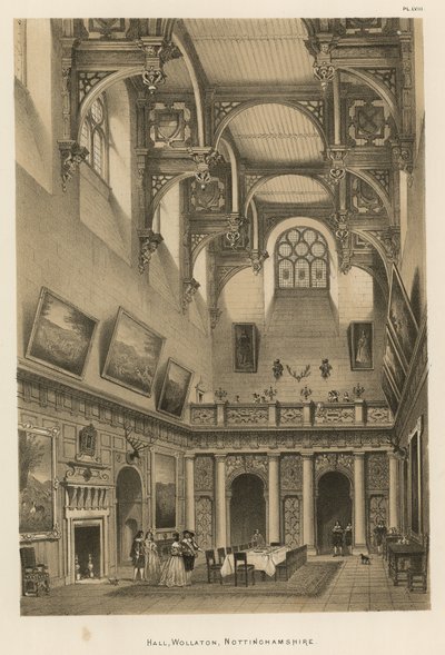 Hall, Wollaton, Nottinghamshire od Joseph Nash