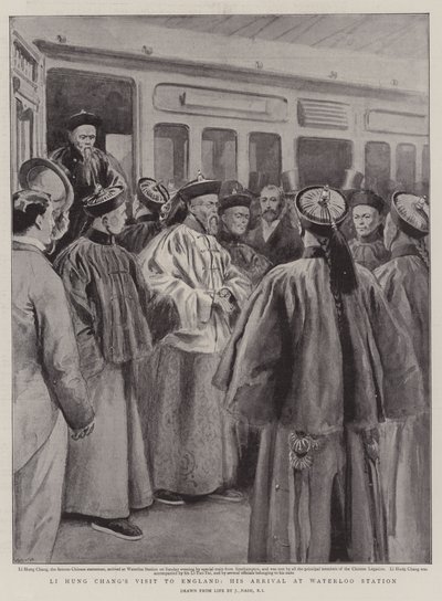 Návštěva Li Hung Čanga v Anglii, příjezd na nádraží Waterloo od Joseph Nash