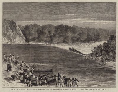 Anglo-americká expedice pana HM Stanleyho za průzkumem střední Afriky, vodopády Kalulu, smrt Kalulu od Joseph Nash