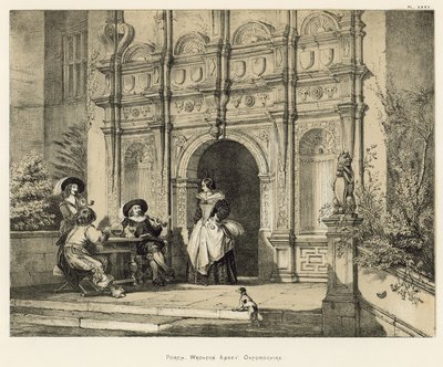 Porch, Wroxton Abbey, Oxfordshire od Joseph Nash