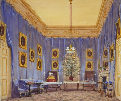 Vánoční strom královny Viktorie, hrad Windsor, 1845 od Joseph Nash