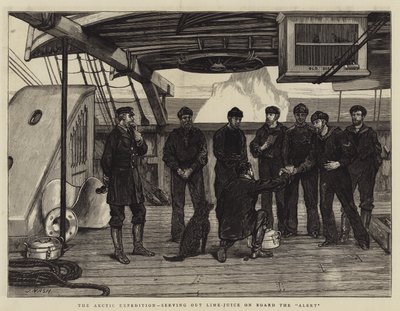 The Arctic Expedition, servírování limetkové šťávy na palubě Alert od Joseph Nash