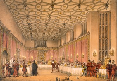 Komnata, Hampton Court, z „Architecture of the Middle Ages“, vydané v roce 1838 od Joseph Nash