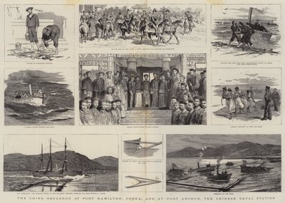 Čínská eskadra v Port Hamiltonu, Corea, a v Port Arthuru, čínské námořní stanici. od Joseph Nash