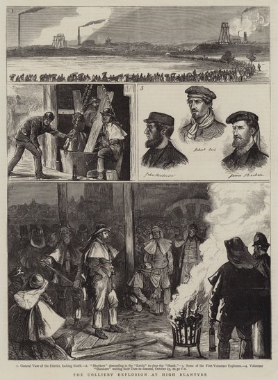 Exploze dolu v High Blantyre od Joseph Nash