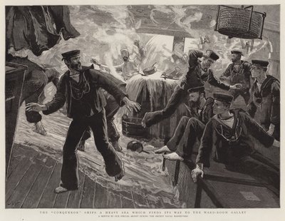 Dobyvatel přepravuje těžké moře, které si najde cestu do lodní kuchyně od Joseph Nash