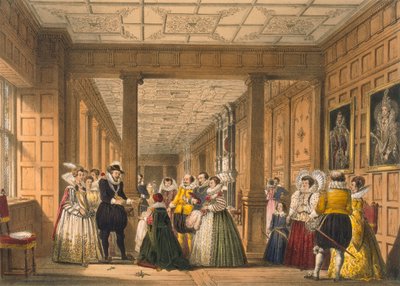 The Gallery at Hatfield House, Hertfordshire, pub. 1838. od Joseph Nash