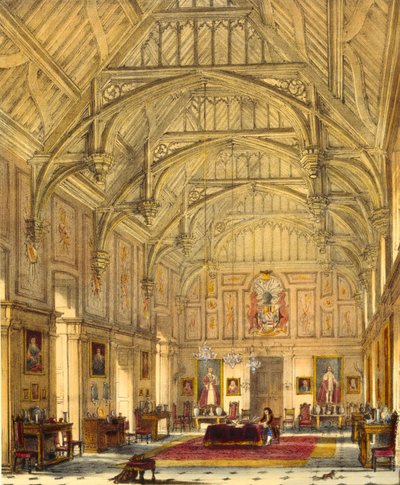 The Grand Hall, Biddington, Surrey, 1600, z „Architecture of the Middle Ages“, 1838 od Joseph Nash