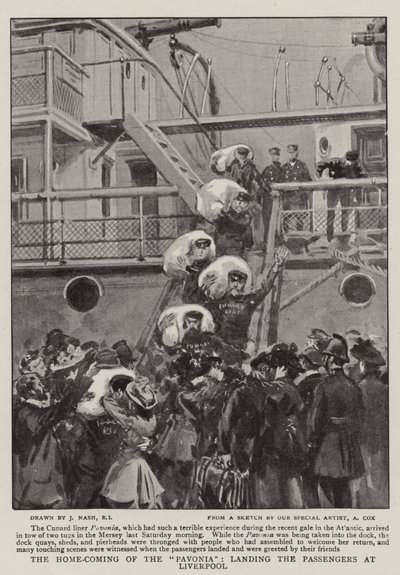 The Home-Coming of the Pavonia, landing the Passengers at Liverpool od Joseph Nash